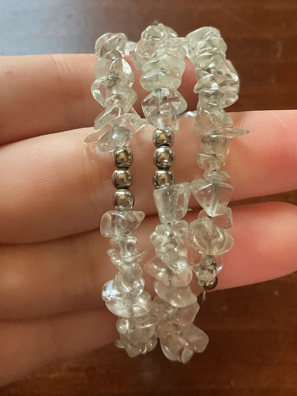 Crystal Quartz Chip Gemstone Bracelet